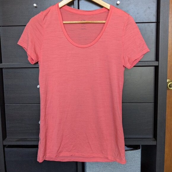 Icebreaker Short Sleeve Shirt Pink Tshirt Top Wool Round Neck Small - Picture 1 of 7